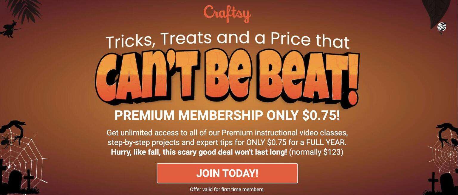 Get A Craftsy 1-Year Premium Membership For Only 75¢ (Regularly $123)!